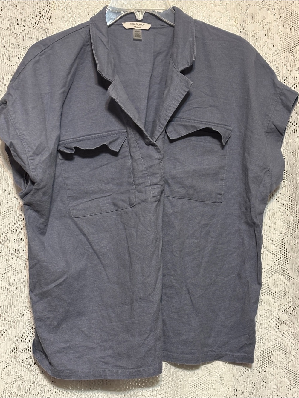 Cable & Gauge Slate Blue Short Sleeve Utility Shirt size L